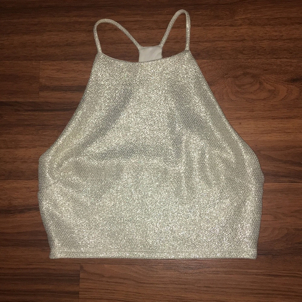 Gold metallic crop top
